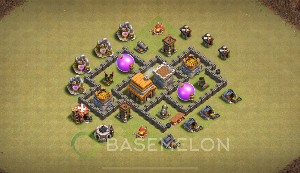 Town Hall Level 4 War Base Design 2024, Max Levels, Anti Everything, Layout #306
