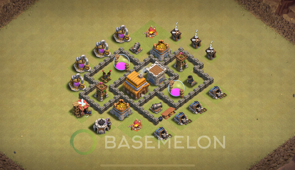 Town Hall Level 4 War Base Design 2024, Max Levels, Anti Everything, Layout #306