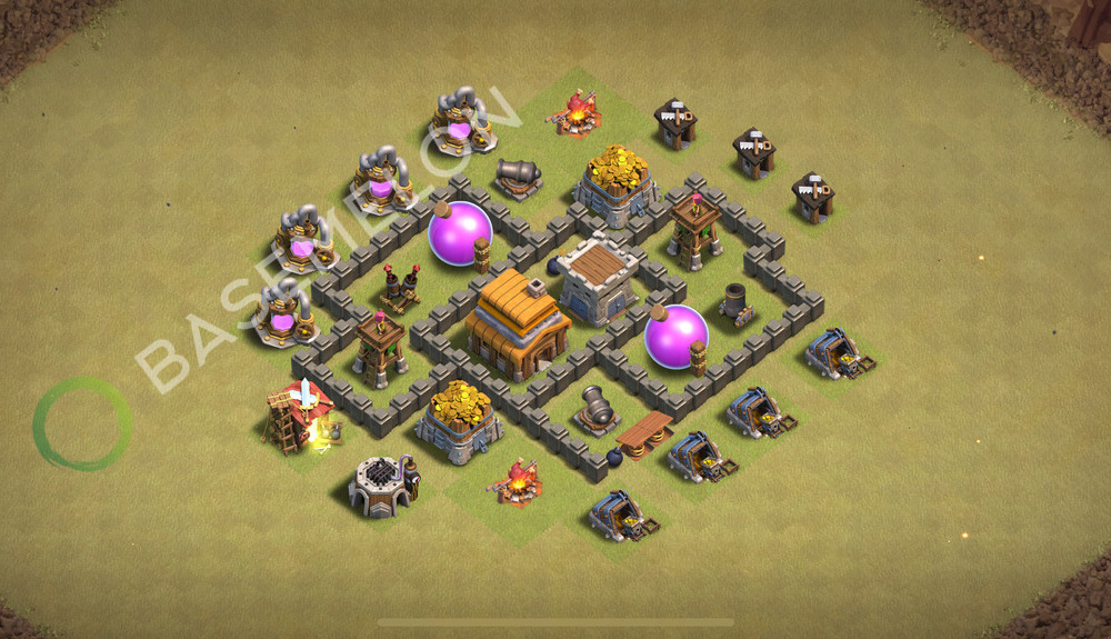 Town Hall Level 4 War Base Design 2025, Max Levels, Anti Everything, Layout #306