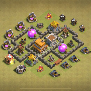 Town Hall Level 4 War Base Design 2025, Max Levels, Anti Everything, Layout #306