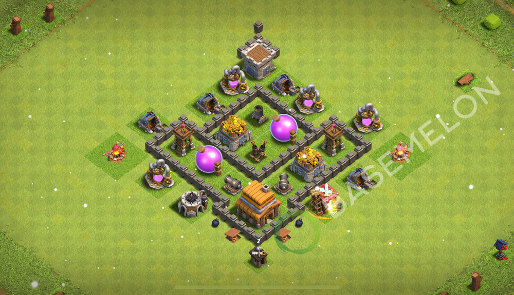 Town Hall Level 4 Farm Base Design 2026, Max Levels, Anti Air, Layout #3131