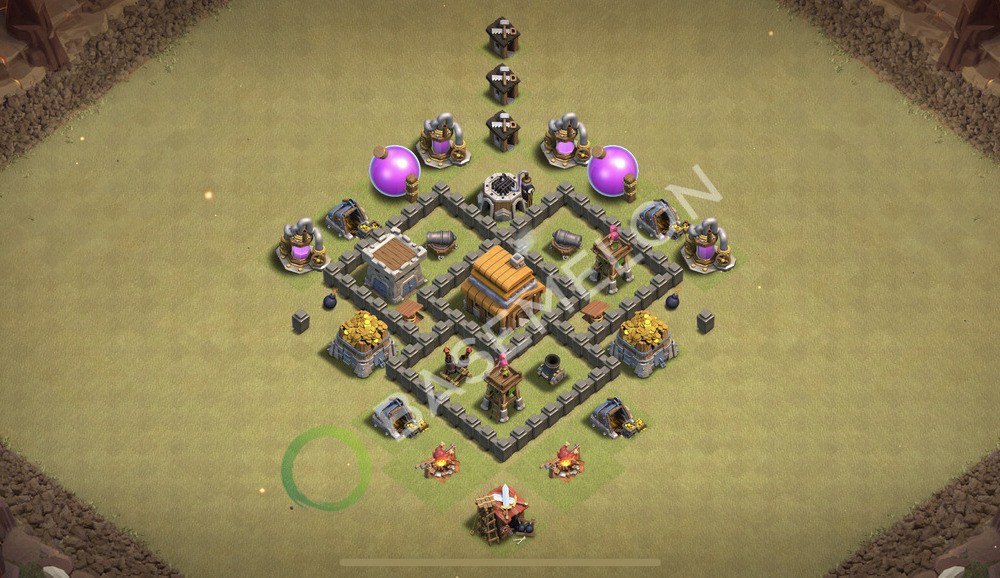Town Hall Level 4 War Base Design 2026, Max Levels, Anti Everything, Layout #3284