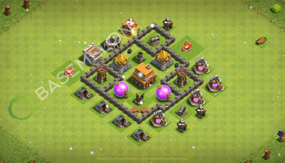 Town Hall Level 4 Farm Base Design 2026, Max Levels, Anti Everything, Layout #3346