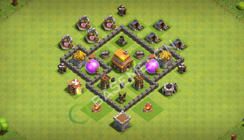 Aldea del Ayuntamiento Nivel 4 para Defensa, Niveles Máximos, Híbrido Diseño 2026, #3546