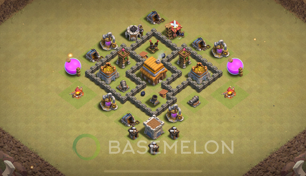 Town Hall Level 4 War Base Design 2024, Anti 3 Stars, Anti Everything, Layout #400