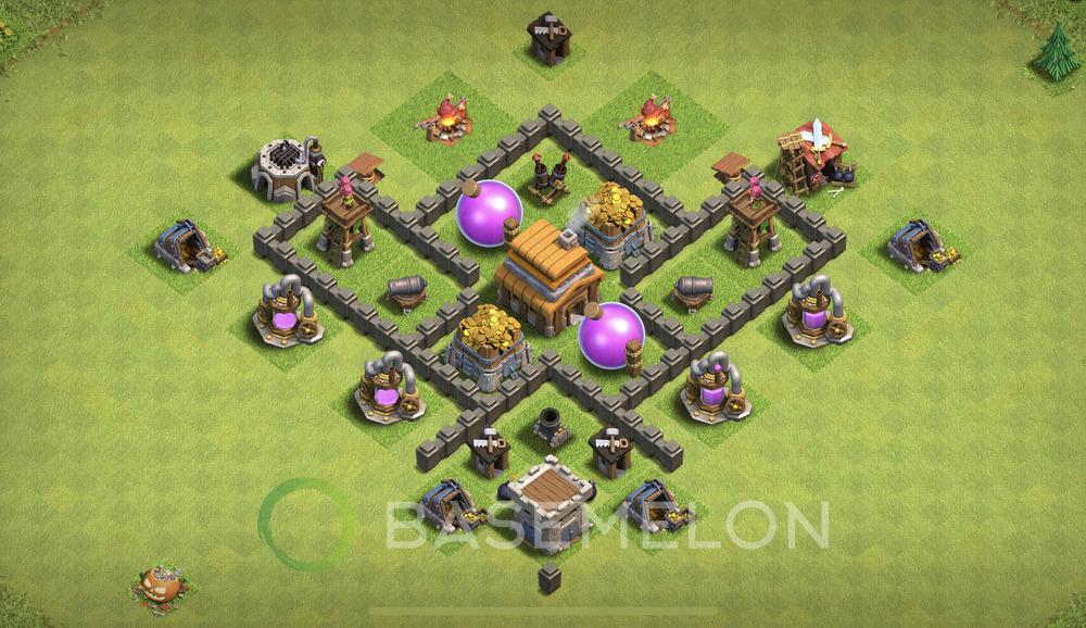 Town Hall Level 4 Farm Base Design 2024, Max Levels, Anti Everything, Layout #415