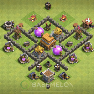 Town Hall Level 4 Farm Base Design, Max Levels, Anti Everything, Layout #415