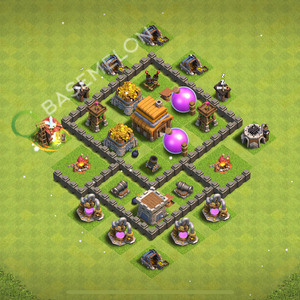 Town Hall Level 4 Trophy/Defense Base Design 2025, Anti 3 Stars, Anti Air, Layout #527