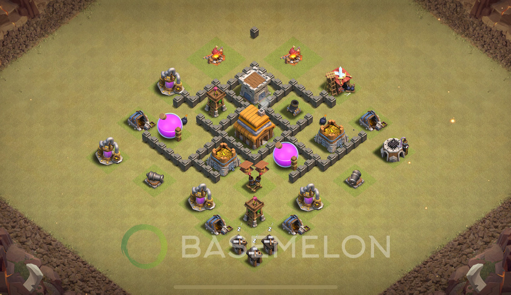 Town Hall Level 4 War Base Design 2024, Anti Everything, Layout #673