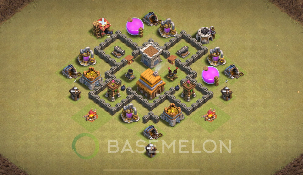 Town Hall Level 4 War Base Design 2024, Anti 2 Stars, Anti Everything, Layout #747