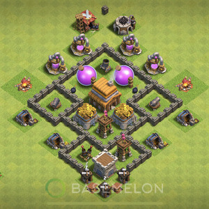 Town Hall Level 4 Farm Base Design, Max Levels, Hybrid, Layout #857
