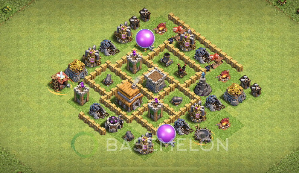 Town Hall Level 5 Trophy/Defense Base Design 2025, Anti Everything, Layout #1208