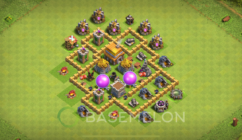 Town Hall Level 5 Farm Base Design 2025, Max Levels, Hybrid, Layout #1320