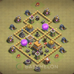 Town Hall Level 5 War Base Design, Anti 3 Stars, Hybrid, Layout #15