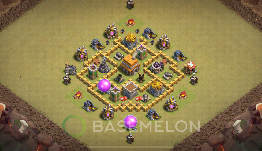 Town Hall Level 5 War Base Design 2025, Anti 2 Stars, Layout #1678