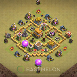 Town Hall Level 5 War Base Design 2025, Anti 2 Stars, Layout #1678