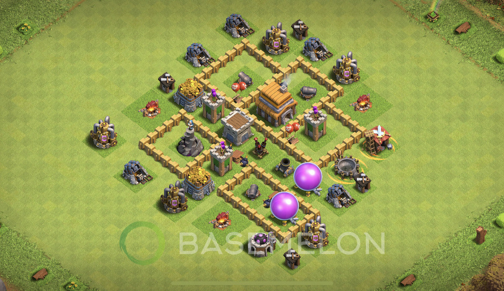 Town Hall Level 5 Trophy/Defense Base Design 2024, Max Levels, Anti Air, Layout #171