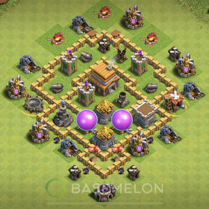 Town Hall Level 5 Farm Base Design 2025, Max Levels, Hybrid, Layout #1752