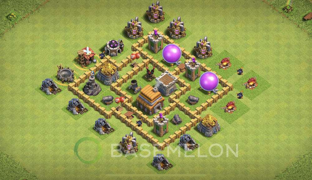 Town Hall Level 5 Trophy/Defense Base Design 2025, Anti 3 Stars, Anti Air, Layout #1825