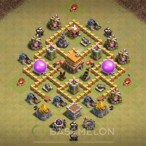 Town Hall Level 5 War Base Design 2025, Anti 2 Stars, Anti Everything, Layout #1882