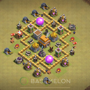 Town Hall Level 5 War Base Design 2025, Anti 3 Stars, Hybrid, Layout #2119