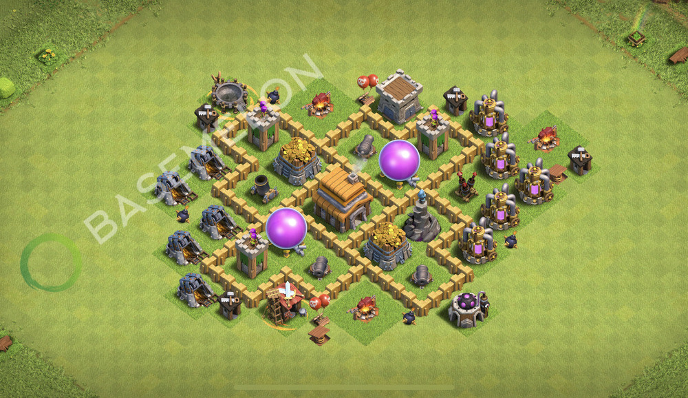 Town Hall Level 5 Farm Base Design 2025, Anti 3 Stars, Hybrid, Layout #2264