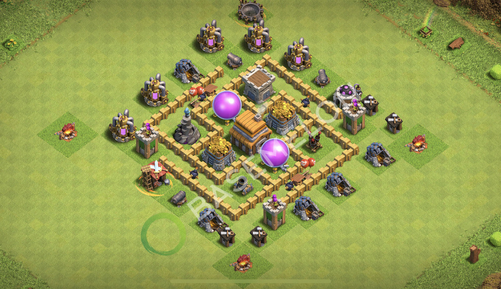 Town Hall Level 5 Farm Base Design 2026, Max Levels, Hybrid, Layout #2580