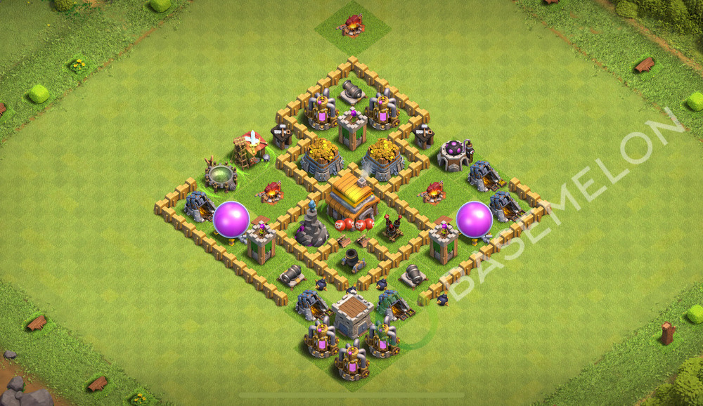 Town Hall Level 5 Trophy/Defense Base Design 2026, Anti Everything, Hybrid, Layout #2998