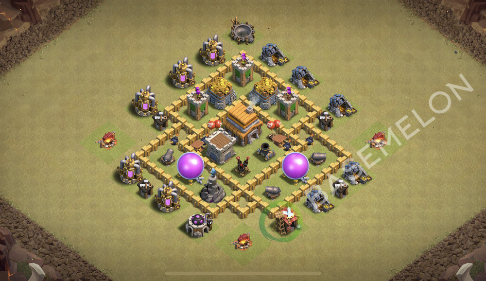 Town Hall Level 5 War Base Design 2026, Anti 2 Stars, Hybrid, Layout #3155