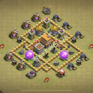Town Hall Level 5 War Base Design 2026, Anti 2 Stars, Hybrid, Layout #3155