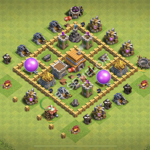 Town Hall Level 5 Trophy/Defense Base Design 2026, Anti 2 Stars, Hybrid, Layout #3168