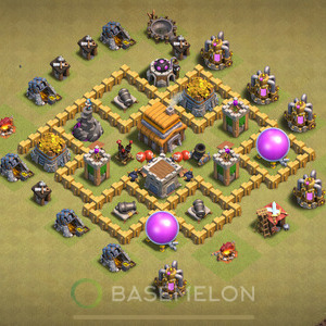 Town Hall Level 5 War Base Design, Anti 2 Stars, Layout #337