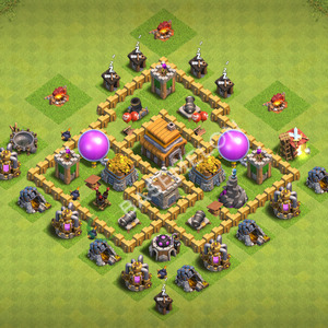 Town Hall Level 5 Trophy/Defense Base Design 2026, Anti 2 Stars, Layout #3673