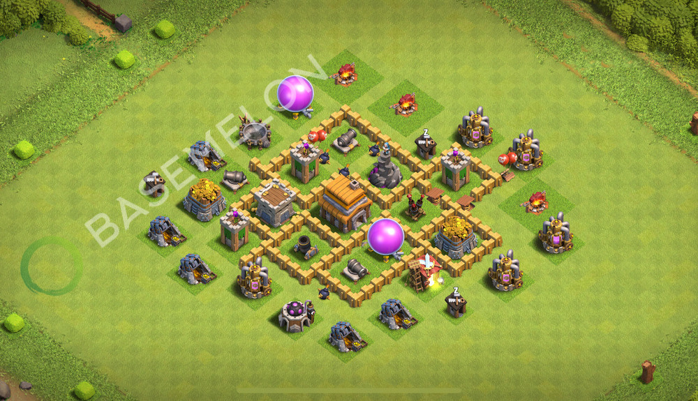 Town Hall Level 5 Trophy/Defense Base Design 2026, Anti 3 Stars, Layout #3905