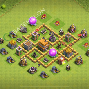 Town Hall Level 5 Trophy/Defense Base Design 2026, Anti 3 Stars, Layout #3905