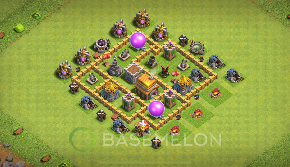 Town Hall Level 5 Farm Base Design 2024, Anti 2 Stars, Hybrid, Layout #397