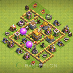 Rathaus Level 5 Verteidigung Base, Anti 3 Sterne, Hybrid, Layout #45