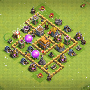 Town Hall Level 5 Trophy/Defense Base Design 2025, Anti 3 Stars, Hybrid, Layout #45