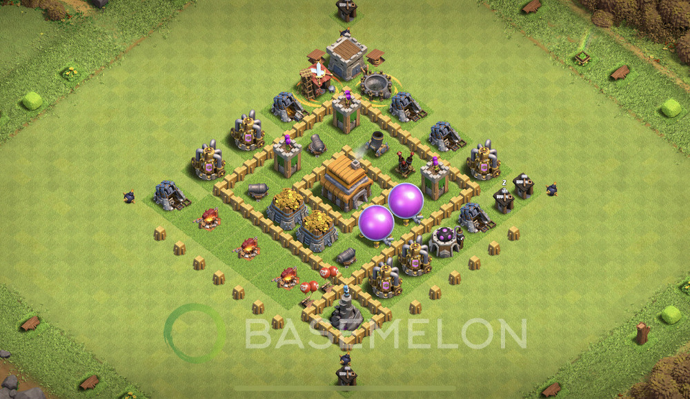 Town Hall Level 5 Farm Base Design 2024, Max Levels, Hybrid, Layout #459