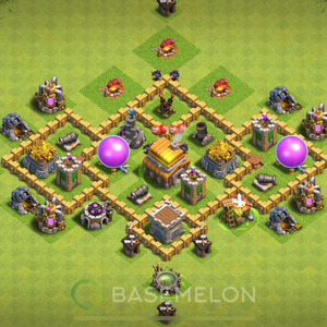 Rathaus Level 5 Verteidigung Base, Anti 2 Sterne, Hybrid, Layout #472
