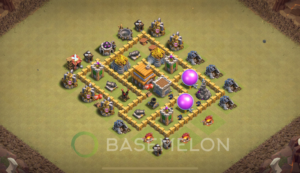 Town Hall Level 5 War Base Design 2024, Anti 3 Stars, Layout #762