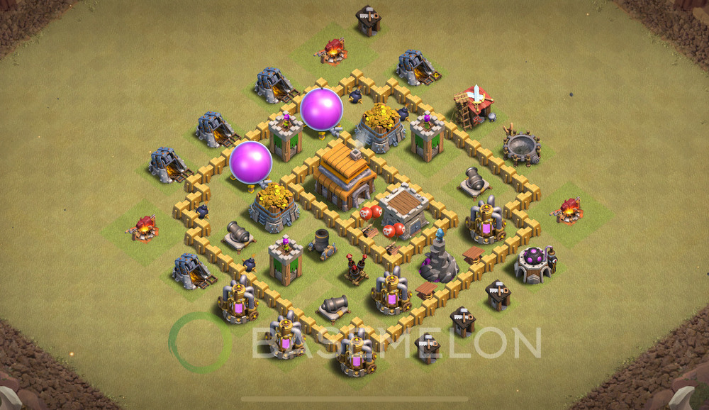 Town Hall Level 5 War Base Design 2024, Hybrid, Layout #809