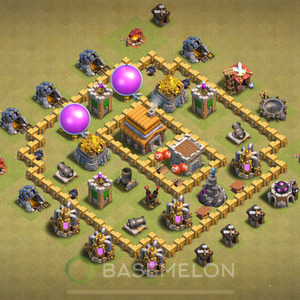 Town Hall Level 5 War Base Design, Hybrid, Layout #809