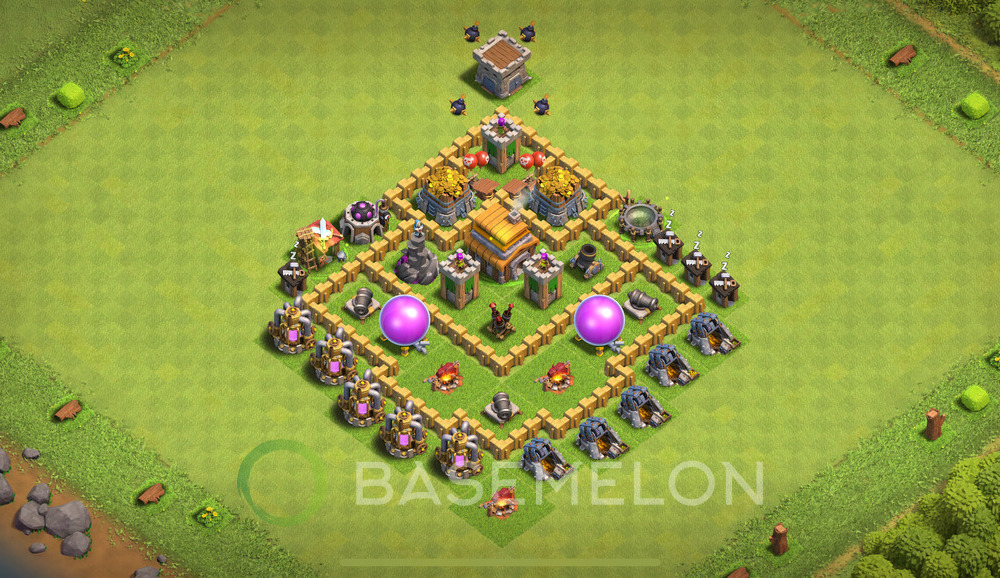 Town Hall Level 5 Farm Base Design 2024, Anti Everything, Hybrid, Layout #893