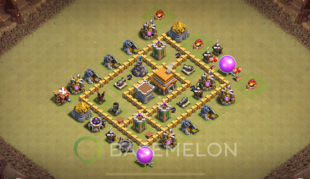 Town Hall Level 5 War Base Design 2024, Anti 3 Stars, Layout #898