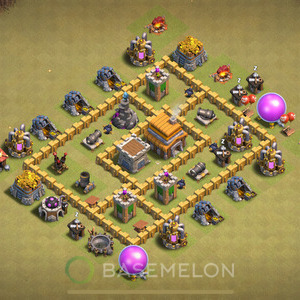 Town Hall Level 5 War Base Design 2025, Anti 3 Stars, Layout #898