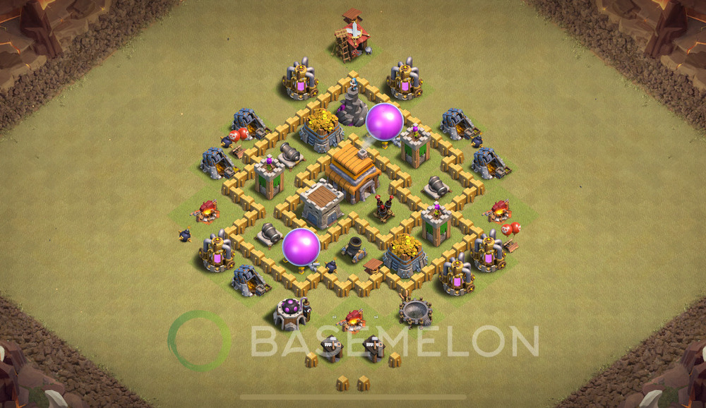 Town Hall Level 5 War Base Design 2024, Anti Everything, Hybrid, Layout #97