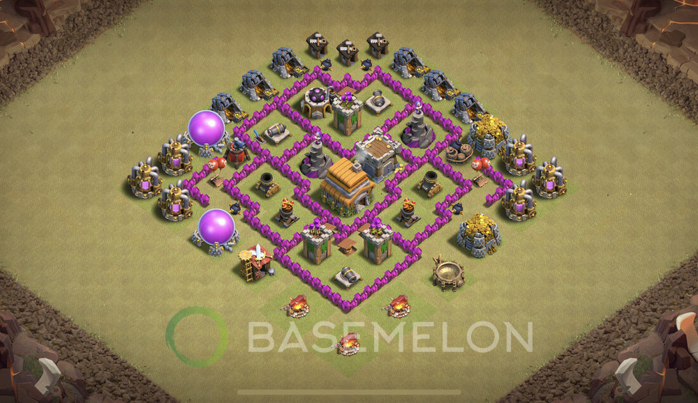 Town Hall Level 6 War Base Design 2024, Anti Everything, Layout #1064