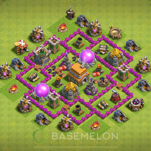 Town Hall Level 6 Farm Base Design 2025, Anti 3 Stars, Hybrid, Layout #1077
