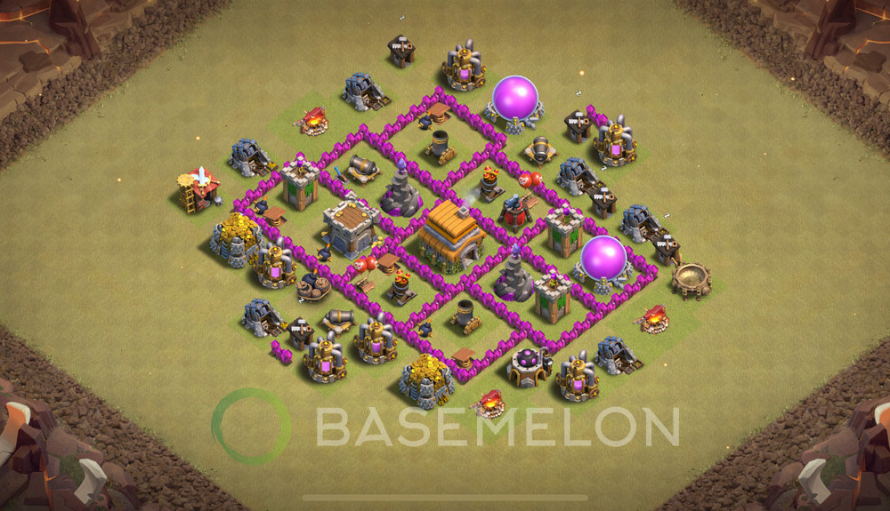 Town Hall Level 6 War Base Design 2024, Anti 3 Stars, Layout #1113